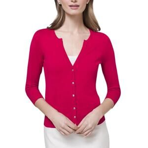 WHBM Snap-Front Cardigan in Candy Apple Red EUC Size XS